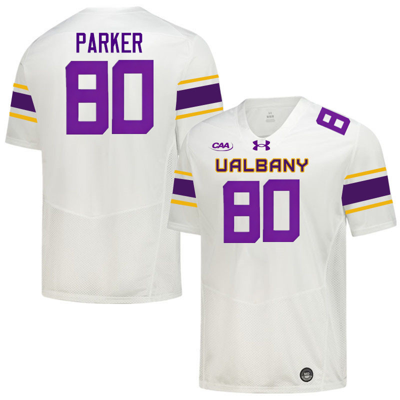 UAlbany Great Danes #80 Brian Parker College Football Jerseys,Uniforms-White